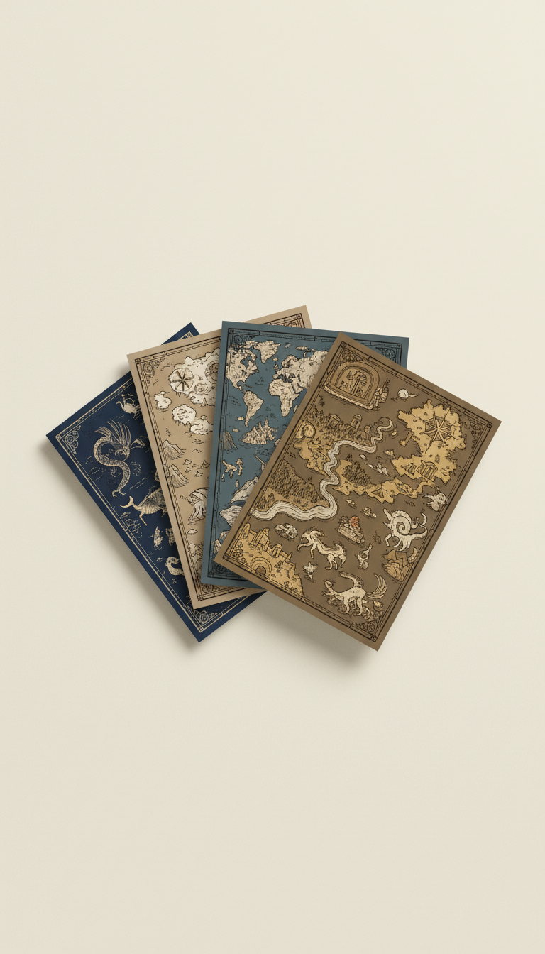 Hand-Drawn Map Bundle On Parchment Backgrounds